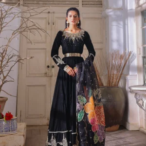 Mahru Hand Embroidered Velvet Frock